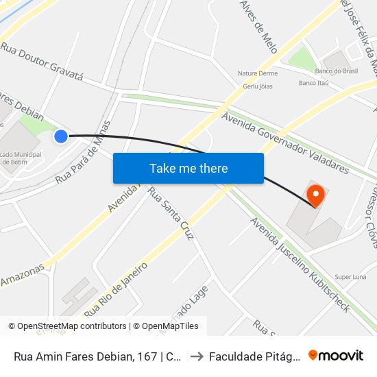 Rua Amin Fares Debian, 167 | Ceabe A to Faculdade Pitágoras map