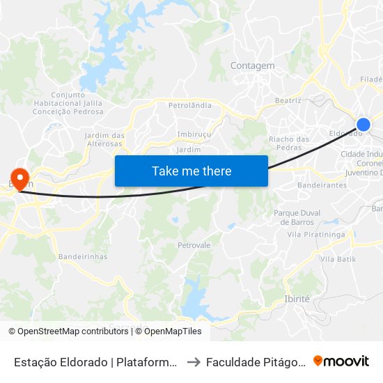 Estação Eldorado | Plataforma A1 to Faculdade Pitágoras map