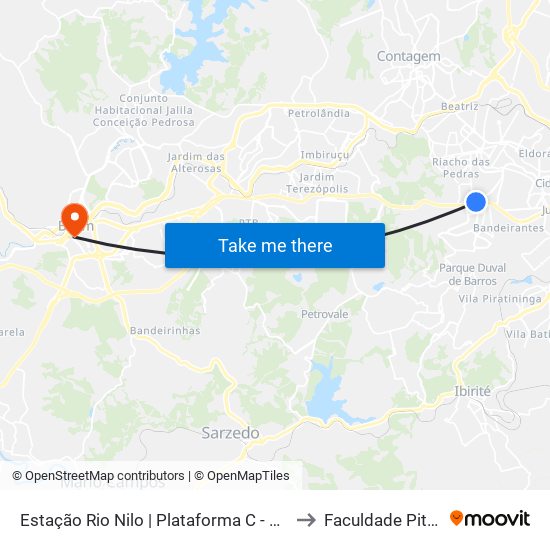 Estação Rio Nilo | Plataforma C - Sentido Metrô to Faculdade Pitágoras map