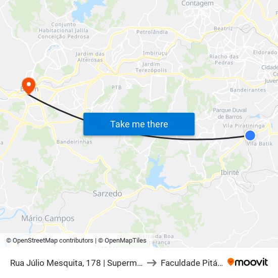 Rua Júlio Mesquita, 178 | Supermercado Dia to Faculdade Pitágoras map