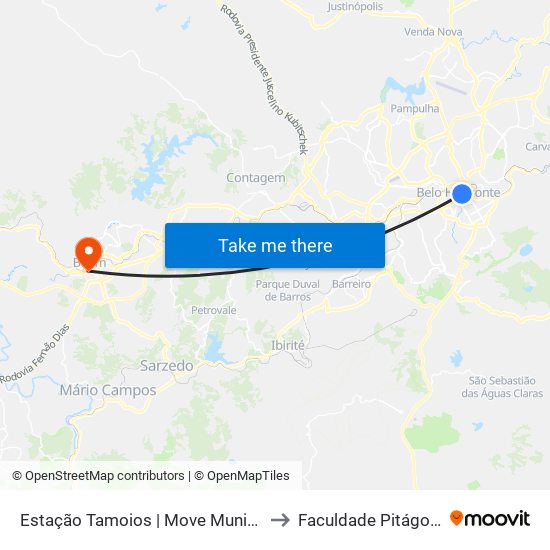 Estação Tamoios | Move Municipal to Faculdade Pitágoras map