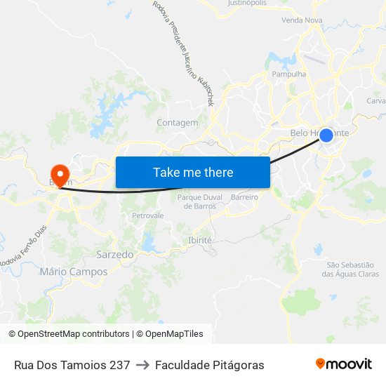 Rua Dos Tamoios 237 to Faculdade Pitágoras map