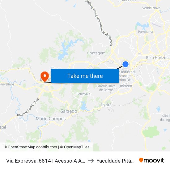 Via Expressa, 6814 | Acesso A Arena Mrv to Faculdade Pitágoras map