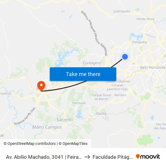 Av. Abílio Machado, 3041 | Feira Minas to Faculdade Pitágoras map