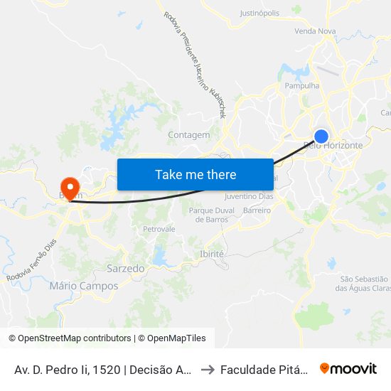Av. D. Pedro Ii, 1520 | Decisão Atacarejo to Faculdade Pitágoras map