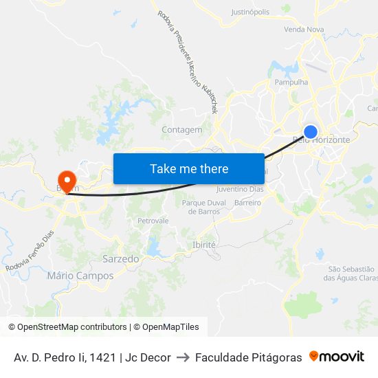 Av. D. Pedro Ii, 1421 | Jc Decor to Faculdade Pitágoras map