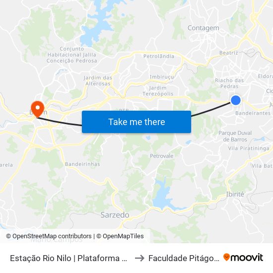 Estação Rio Nilo | Plataforma A & B to Faculdade Pitágoras map