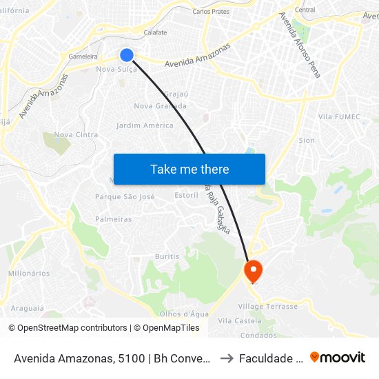 Avenida Amazonas, 5100 | Bh Convention Hotel E Oposto Ao Cefet-Mg Campus I to Faculdade Milton Campos map