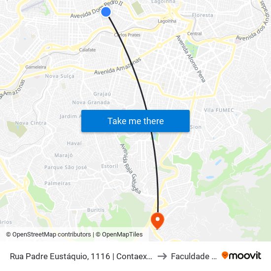 Rua Padre Eustáquio, 1116 | Contaexata E Oposto A Padaria Pão & Mantimentos to Faculdade Milton Campos map