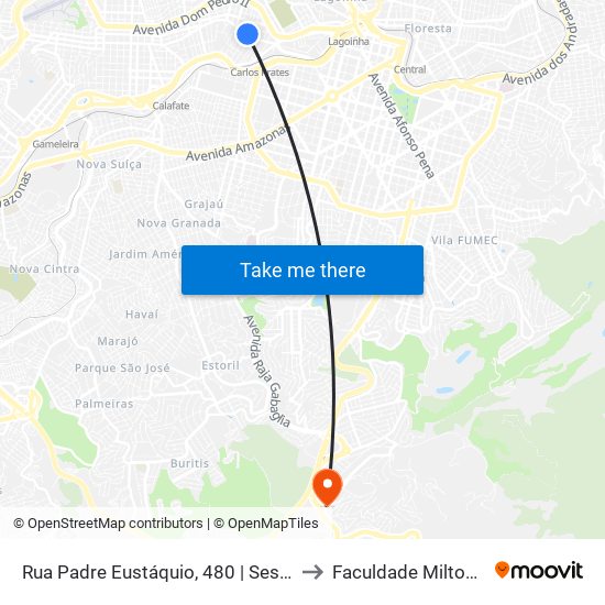 Rua Padre Eustáquio, 480 | Sesc Carlos Prates to Faculdade Milton Campos map