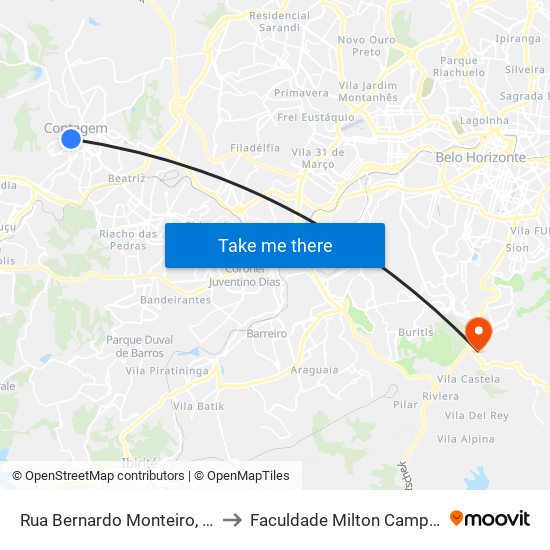 Rua Bernardo Monteiro, 65 to Faculdade Milton Campos map