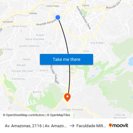 Av. Amazonas, 2116 | Av. Amazonas Com Barbacena 4 to Faculdade Milton Campos map