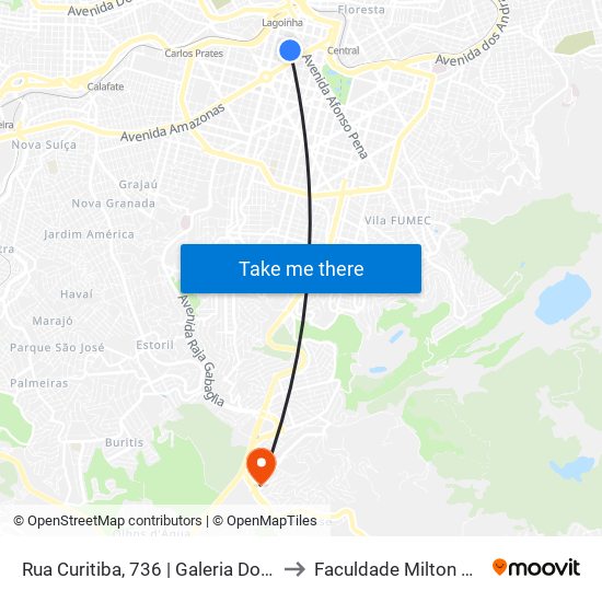 Rua Curitiba, 736 | Galeria Do Ouvidor 3 to Faculdade Milton Campos map