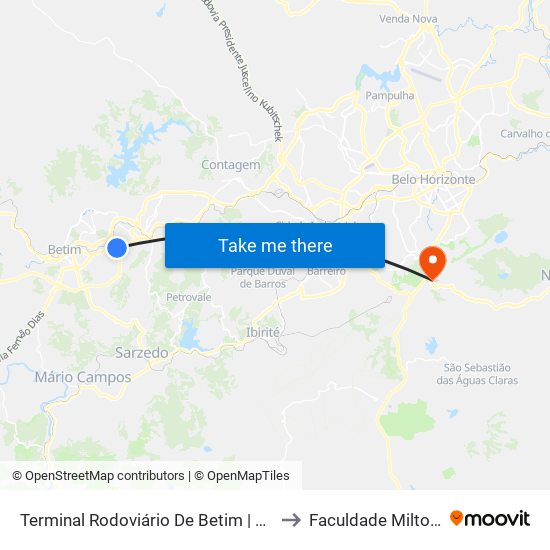 Terminal Rodoviário De Betim | Linhas Rodoviárias to Faculdade Milton Campos map
