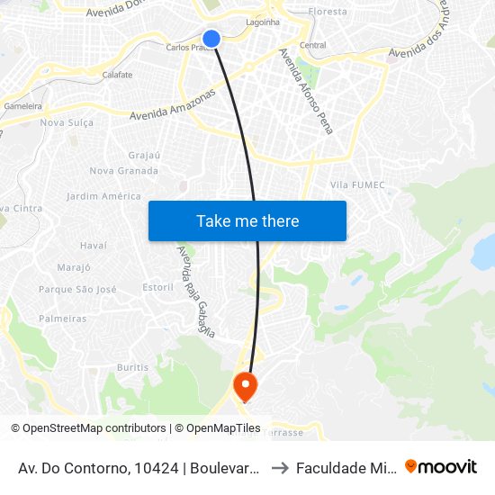 Av. Do Contorno, 10424 | Boulevard Contorno - Hospital Socor 1 to Faculdade Milton Campos map