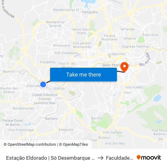 Estação Eldorado | Só Desembarque (Linhas Encerrando Viagem) to Faculdade Pitágoras map