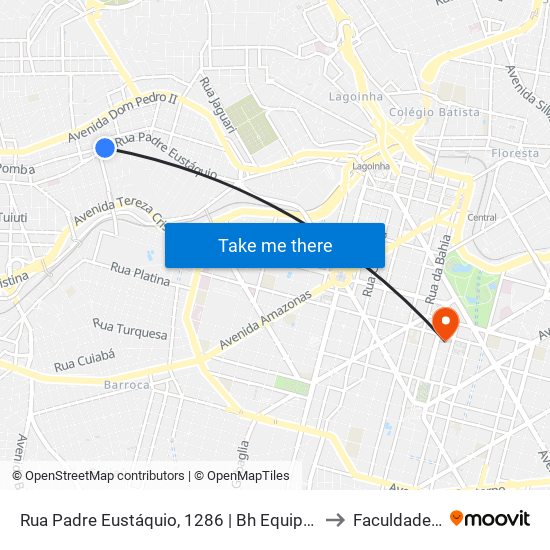 Rua Padre Eustáquio, 1286 | Bh Equipamentos/Francisco's Sorveteria to Faculdade Pitágoras map