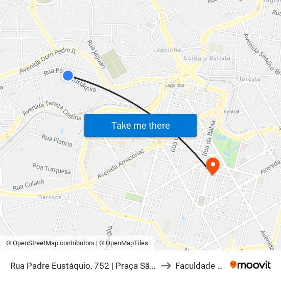 Rua Padre Eustáquio, 752 | Praça São Francisco Das Chagas to Faculdade Pitágoras map