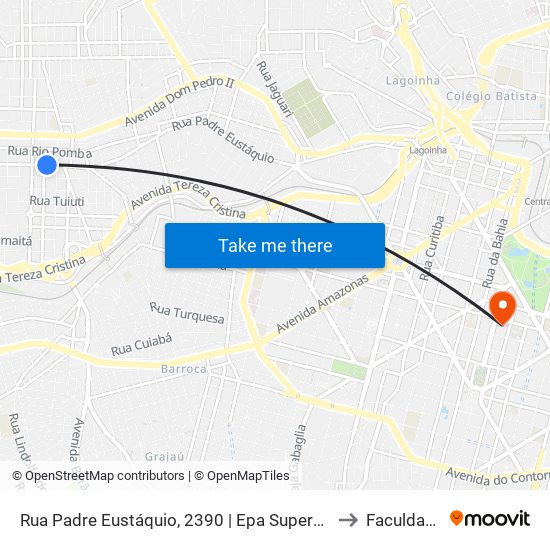Rua Padre Eustáquio, 2390 | Epa Supermercados E Oposto A Igreja Padre Eustáquio to Faculdade Pitágoras map
