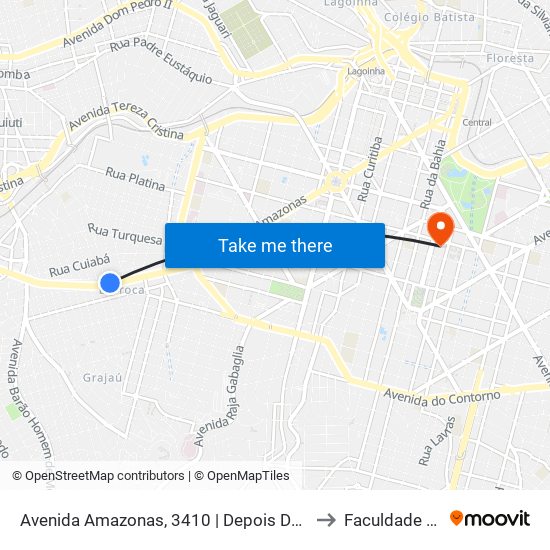 Avenida Amazonas, 3410 | Depois Da Esquina Com Rua Turfa to Faculdade Pitágoras map