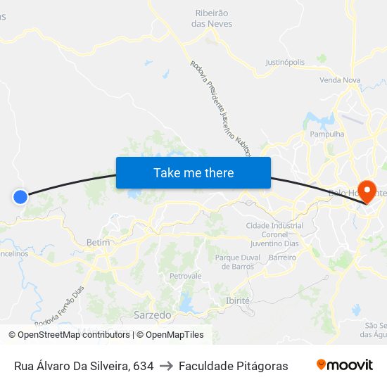 Rua Álvaro Da Silveira, 634 to Faculdade Pitágoras map