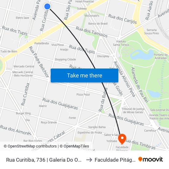 Rua Curitiba, 736 | Galeria Do Ouvidor 3 to Faculdade Pitágoras map
