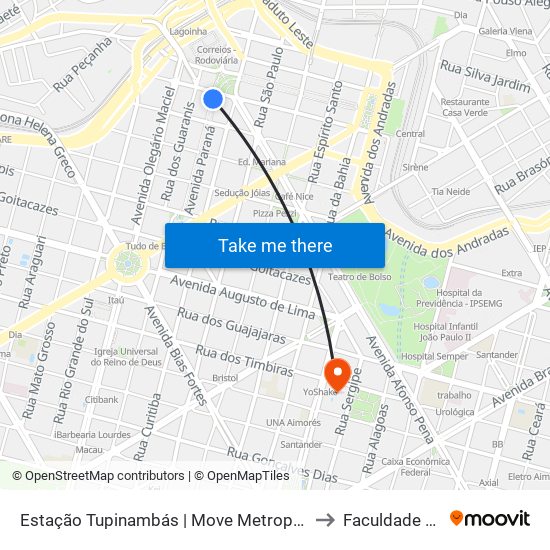 Estação Tupinambás | Move Metropolitano - Plataforma 1 A to Faculdade Pitágoras map