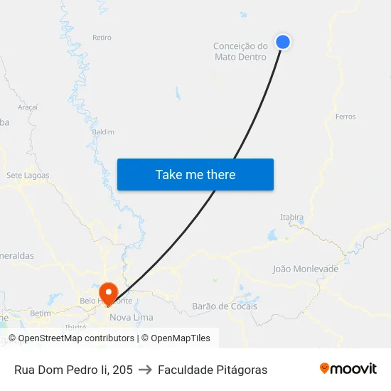 Rua Dom Pedro Ii, 205 to Faculdade Pitágoras map