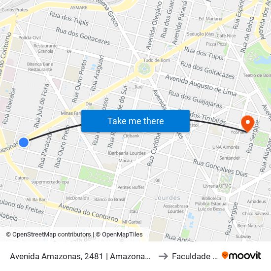 Avenida Amazonas, 2481 | Amazonas Com Martim De Carvalho 1 to Faculdade Pitágoras map