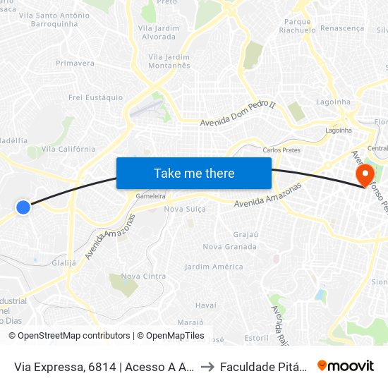 Via Expressa, 6814 | Acesso A Arena Mrv to Faculdade Pitágoras map