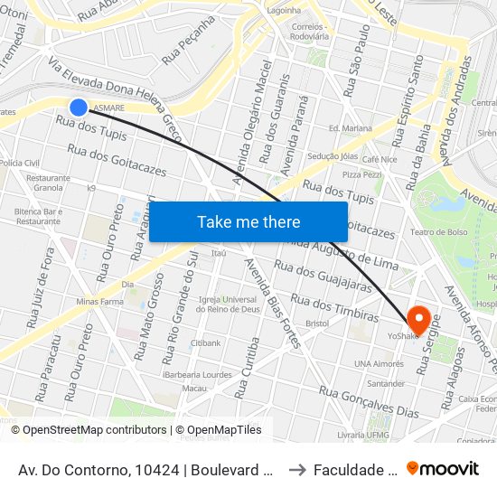 Av. Do Contorno, 10424 | Boulevard Contorno - Hospital Socor 1 to Faculdade Pitágoras map