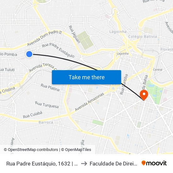 Rua Padre Eustáquio, 1632 | Auto Escola Parati - Carlos Prates to Faculdade De Direito E Ciências Do Estado map