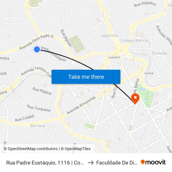 Rua Padre Eustáquio, 1116 | Contaexata E Oposto A Padaria Pão & Mantimentos to Faculdade De Direito E Ciências Do Estado map