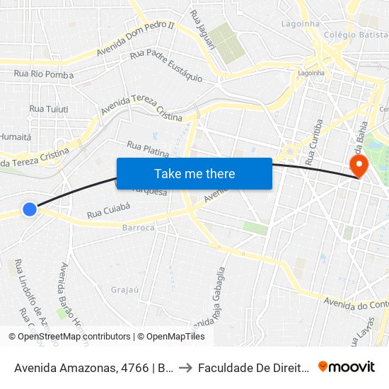 Avenida Amazonas, 4766 | Banco Do Brasil/Drogaria Araújo to Faculdade De Direito E Ciências Do Estado map