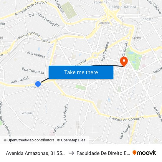 Avenida Amazonas, 3155 | Corpo De Bombeiros to Faculdade De Direito E Ciências Do Estado map