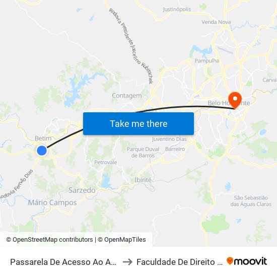 Passarela De Acesso Ao Atacadão | Morada Do Trevo to Faculdade De Direito E Ciências Do Estado map