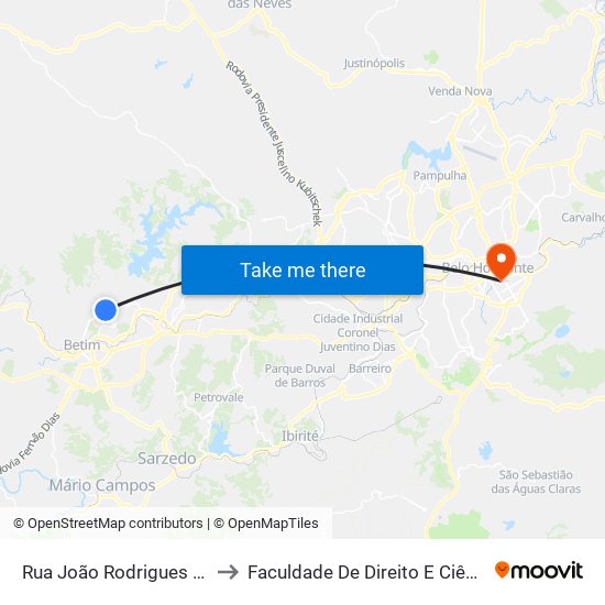 Rua João Rodrigues Da Silva, 189 to Faculdade De Direito E Ciências Do Estado map