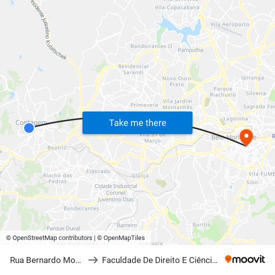 Rua Bernardo Monteiro, 65 to Faculdade De Direito E Ciências Do Estado map