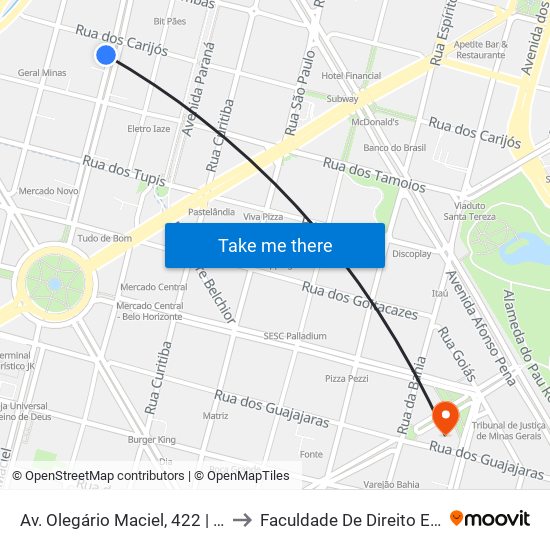 Av. Olegário Maciel, 422 | E. E. Olegário Maciel 1 to Faculdade De Direito E Ciências Do Estado map