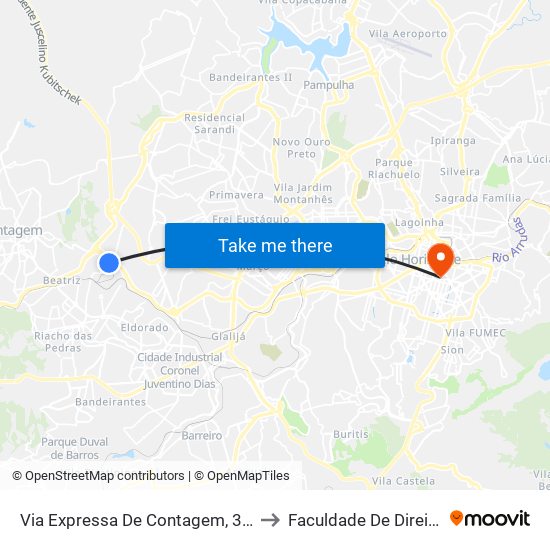 Via Expressa De Contagem, 3115 | Sew Brasil (Depois Do Apoio) to Faculdade De Direito E Ciências Do Estado map