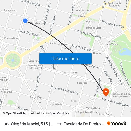 Av. Olegário Maciel, 515 | Procuradoria Da Justiça 3 to Faculdade De Direito E Ciências Do Estado map