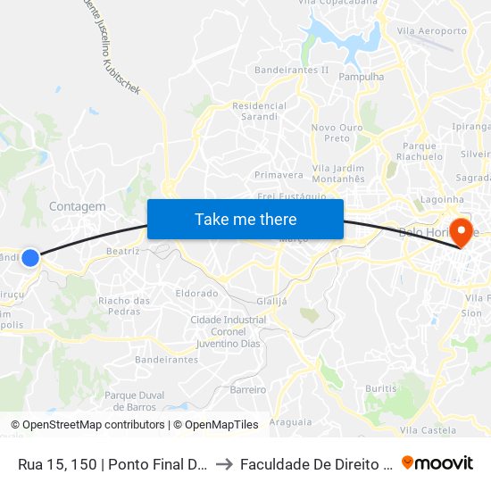 Rua 15, 150 | Ponto Final Da Van 50 No Granja Verde to Faculdade De Direito E Ciências Do Estado map