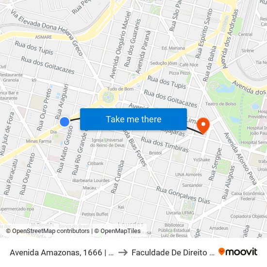 Avenida Amazonas, 1666 | Colégio Santo Agostinho 4 to Faculdade De Direito E Ciências Do Estado map