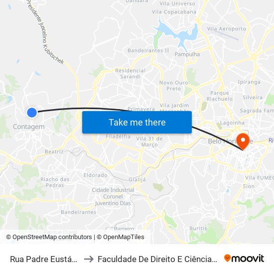 Rua Padre Eustáquio, 71 to Faculdade De Direito E Ciências Do Estado map