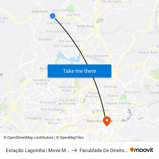 Estação Lagoinha | Move Metropolitano - Sentido Bairro to Faculdade De Direito E Ciências Do Estado map