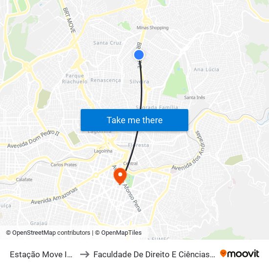 Estação Move Ipiranga to Faculdade De Direito E Ciências Do Estado map