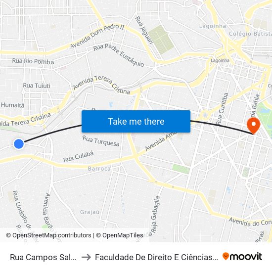 Rua Campos Sales 472 to Faculdade De Direito E Ciências Do Estado map