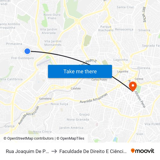 Rua Joaquim De Paula 695 to Faculdade De Direito E Ciências Do Estado map