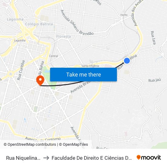 Rua Niquelina 901 to Faculdade De Direito E Ciências Do Estado map