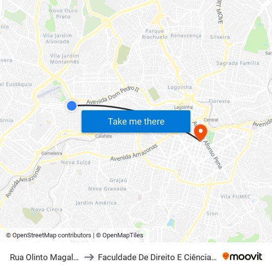 Rua Olinto Magalhaes 65 to Faculdade De Direito E Ciências Do Estado map